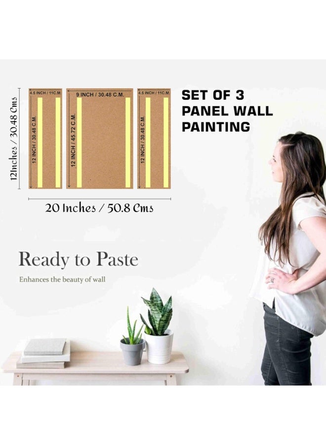 اس اي اف لوحات غزال SAF لتزيين الجدران - مجموعة من 3 لوحات فنية حديثة ثلاثية الأبعاد لغرفة المعيشة بحجم كبير مع إطارات للمنزل والمكتب 50.8 سم × 30.48 سم SANFJM36036-خشب هندسي - Image 4