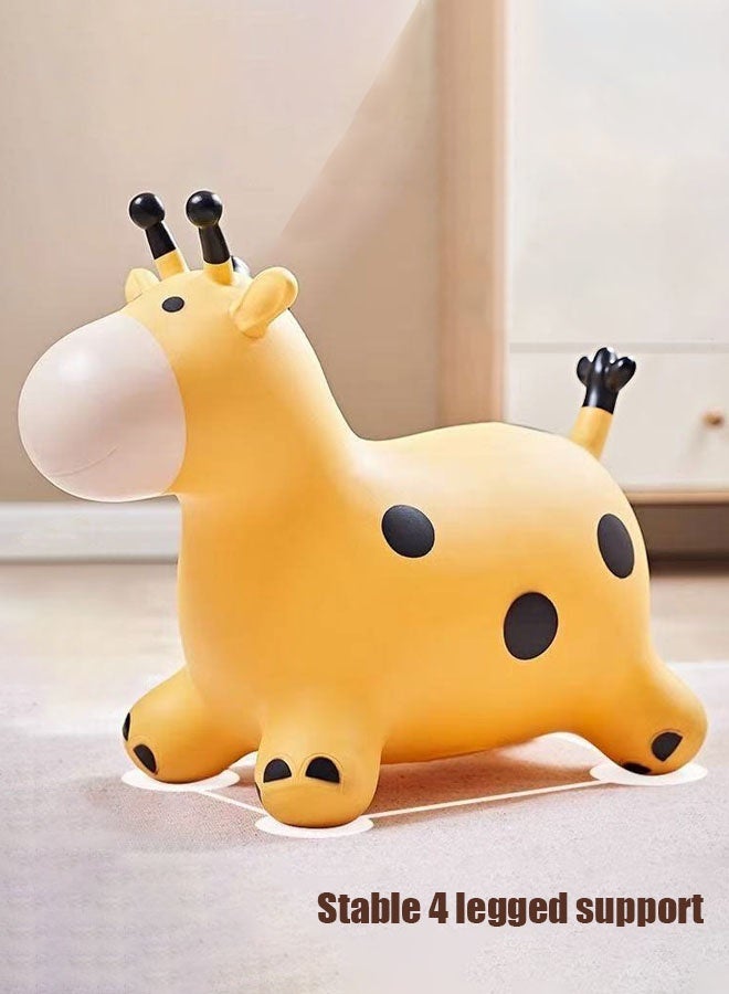 Hanayo Bouncy Toy for Toddlers with  Air Pump Inflatable Ride-on Toy for Kids Giraffe Bouncy Ball with Handle Inflatable Bouncing Animal with 4-leged Support (Yellow) - Image 2