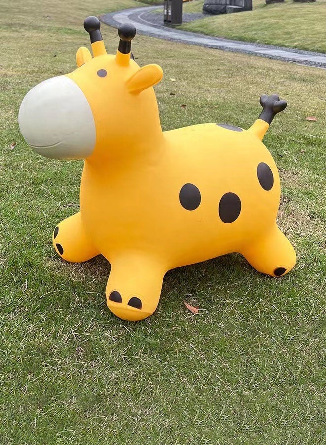 Hanayo Bouncy Toy for Toddlers with  Air Pump Inflatable Ride-on Toy for Kids Giraffe Bouncy Ball with Handle Inflatable Bouncing Animal with 4-leged Support (Yellow) - Image 5