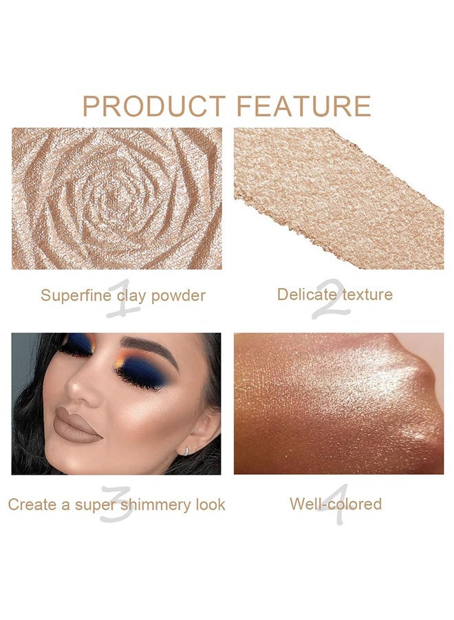 MJ Rose High Gloss Powder Tray, Champagne Gold Face Highlighter Makeup Shimmer Glitter Diamond Sparkly Highlighters Makeup Palette Powder for Face Body Cheek Skin #03 - Image 4