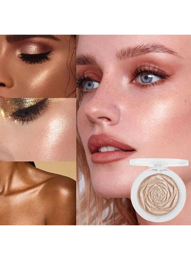 MJ Rose High Gloss Powder Tray, Champagne Gold Face Highlighter Makeup Shimmer Glitter Diamond Sparkly Highlighters Makeup Palette Powder for Face Body Cheek Skin #03 - Image 3