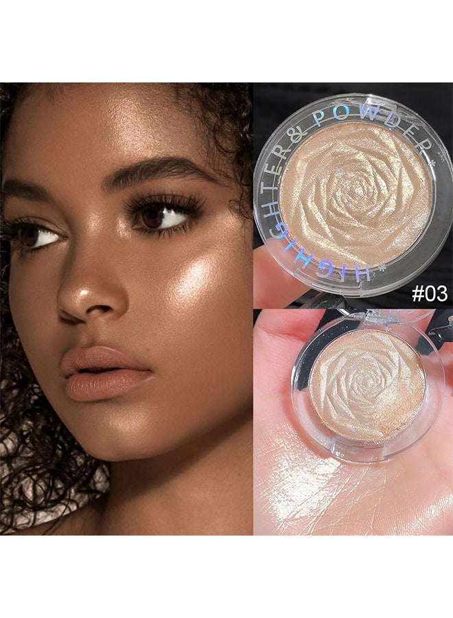 MJ Rose High Gloss Powder Tray, Champagne Gold Face Highlighter Makeup Shimmer Glitter Diamond Sparkly Highlighters Makeup Palette Powder for Face Body Cheek Skin #03 - Image 2