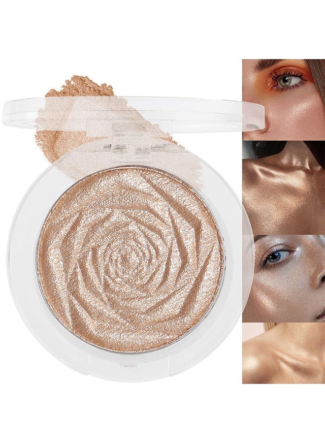 MJ Rose High Gloss Powder Tray, Champagne Gold Face Highlighter Makeup Shimmer Glitter Diamond Sparkly Highlighters Makeup Palette Powder for Face Body Cheek Skin #03 - Image 1