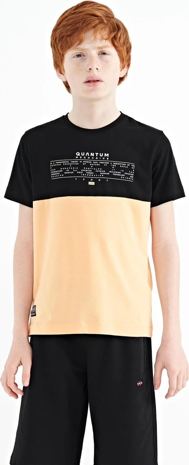 Tommy Life Melon Printed Color Block Standard Pattern O Neck Boy T-Shirt - 11134