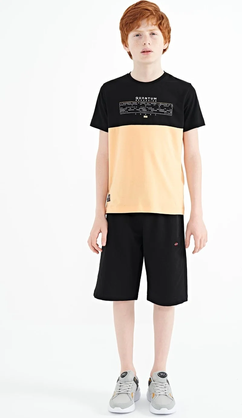 Tommy Life Melon Printed Color Block Standard Pattern O Neck Boy T-Shirt - 11134