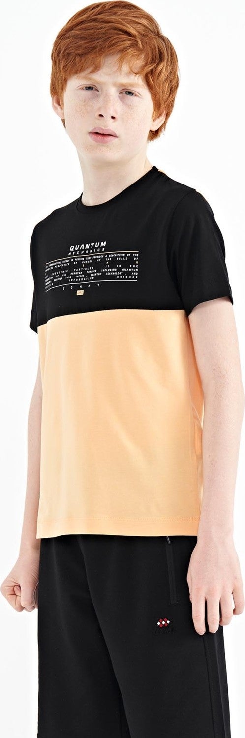 Tommy Life Melon Printed Color Block Standard Pattern O Neck Boy T-Shirt - 11134 - Image 4