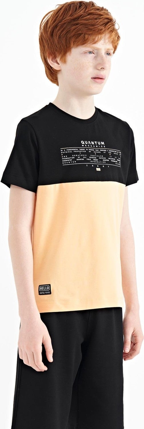 Tommy Life Melon Printed Color Block Standard Pattern O Neck Boy T-Shirt - 11134 - Image 5