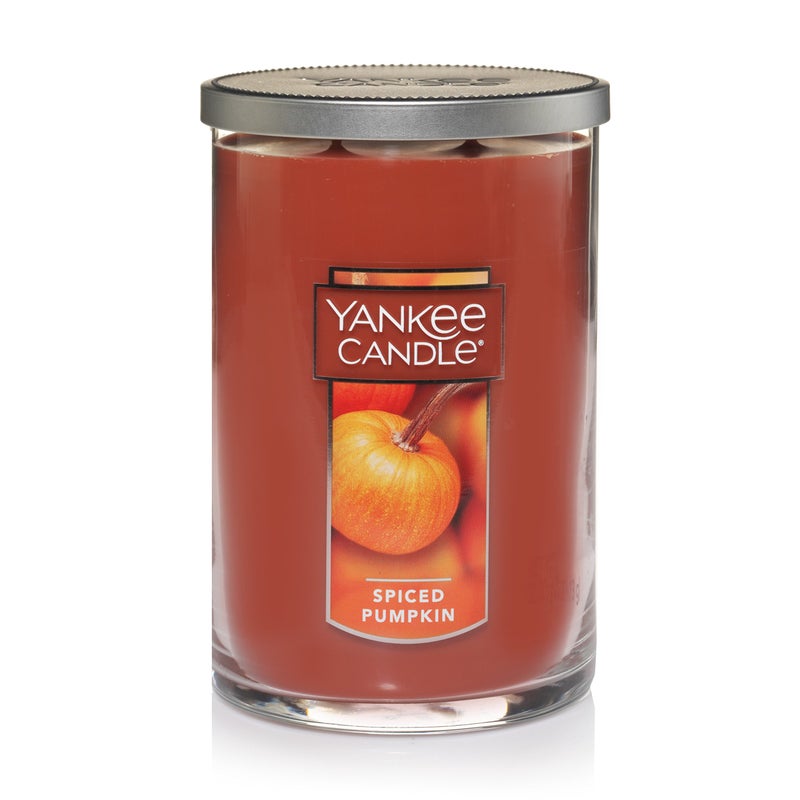 YANKEE CANDLE Yankee Candle Spiced Pumpkin Scented Classic 22oz Large Tumbler 2Wick Aromatherapy Candle Over 75 Hours of Burn Time Apothecary Jar Fall Candle Autumn Candle Scented for Home