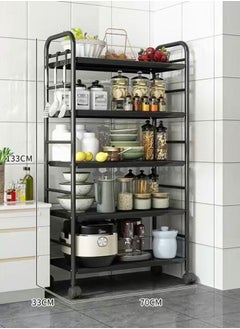 C&C Home 5 Tiers Multifunctional Moveable Kitchenware Storage Cabinet Portable Stand Countertop Home Kitchen Shelves and Organizer 70 x 33 x 133 cm  - Image 3