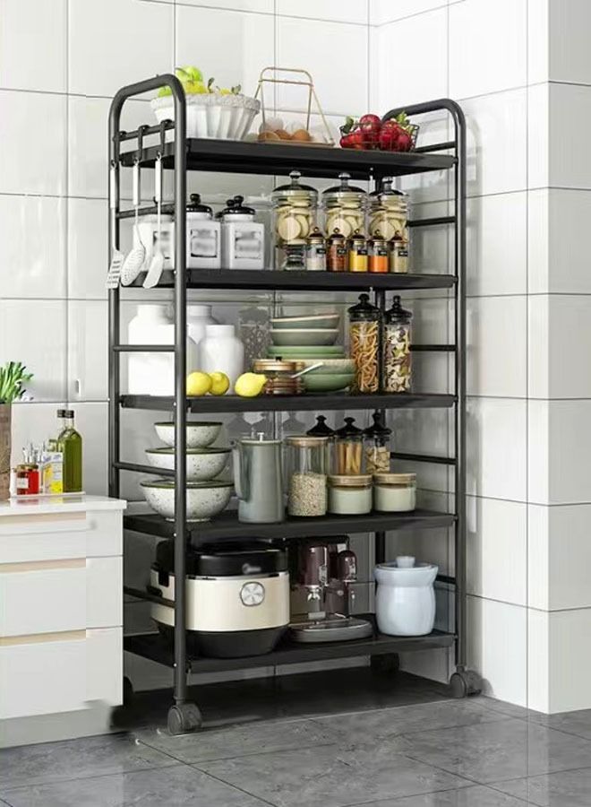 C&C Home 5 Tiers Multifunctional Moveable Kitchenware Storage Cabinet Portable Stand Countertop Home Kitchen Shelves and Organizer 70 x 33 x 133 cm  - Image 1