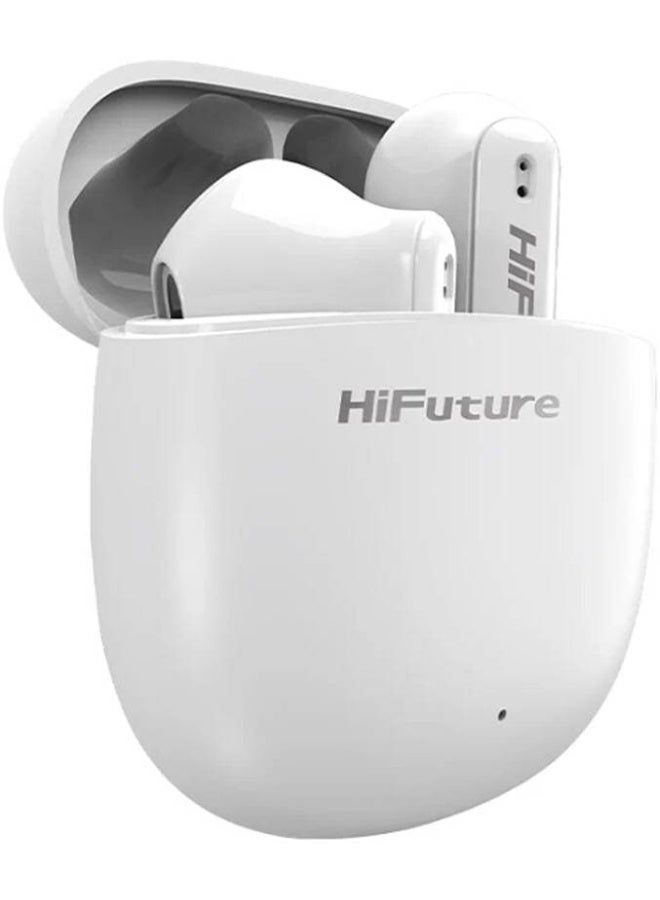HiFuture هاي فيوتشر كولور بودز 2 سماعات أذن لاسلكية حقيقية، ميكروفون مدمج، تحكم باللمس الذكي، صوت جهير مدمج، أبيض - Image 3
