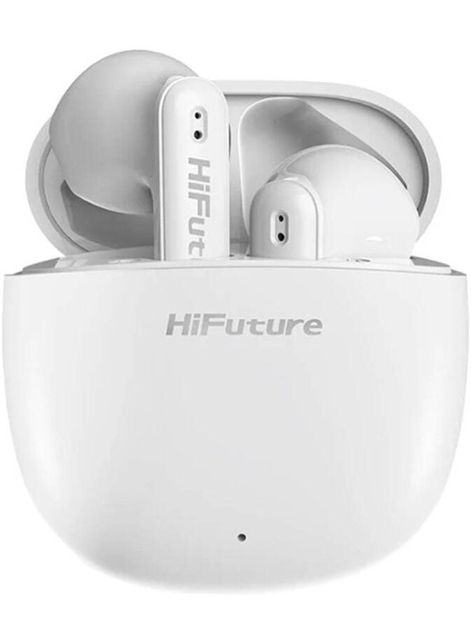 HiFuture هاي فيوتشر كولور بودز 2 سماعات أذن لاسلكية حقيقية، ميكروفون مدمج، تحكم باللمس الذكي، صوت جهير مدمج، أبيض - Image 1