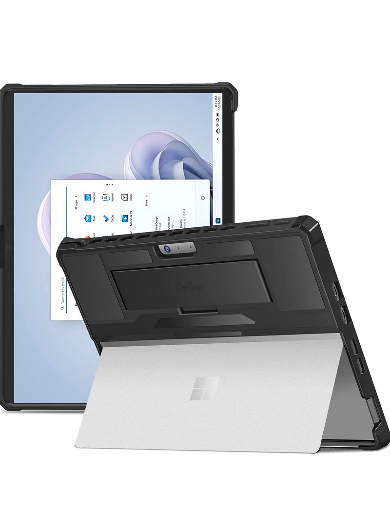 Procases Microsoft Surface Pro 9 13 Inch 2022 Rugged Case Shockproof Protective Hard Case Cover Built in Hand Strap Black - Image 1