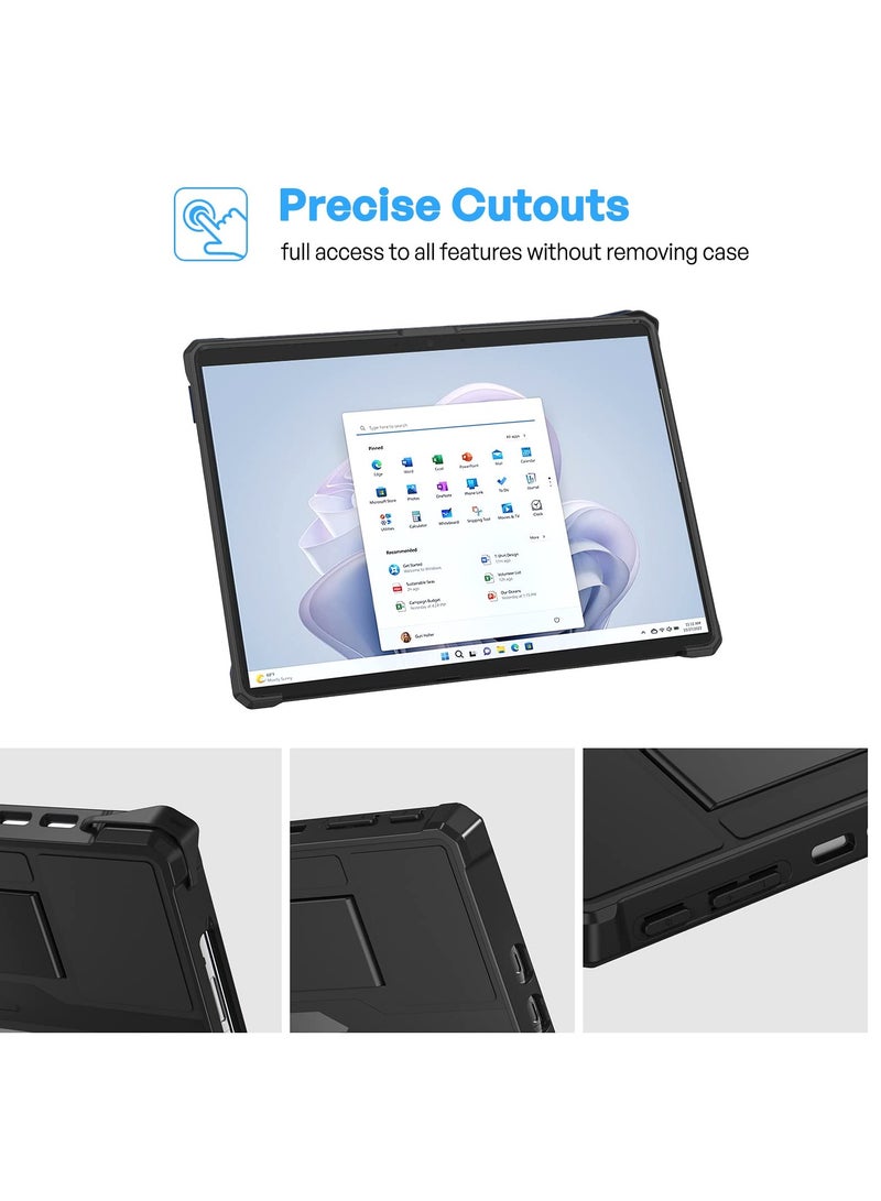 Procases Microsoft Surface Pro 9 13 Inch 2022 Rugged Case Shockproof Protective Hard Case Cover Built in Hand Strap Black - Image 3