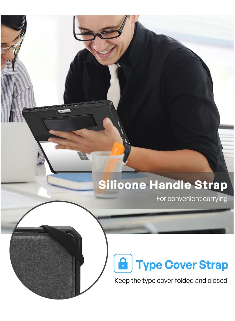 Procases Microsoft Surface Pro 9 13 Inch 2022 Rugged Case Shockproof Protective Hard Case Cover Built in Hand Strap Black - Image 4