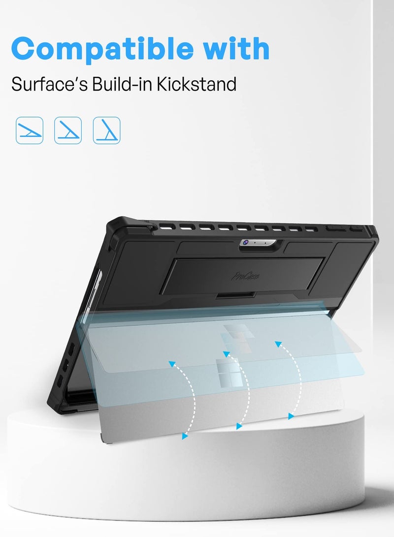 Procases Microsoft Surface Pro 9 13 Inch 2022 Rugged Case Shockproof Protective Hard Case Cover Built in Hand Strap Black - Image 5