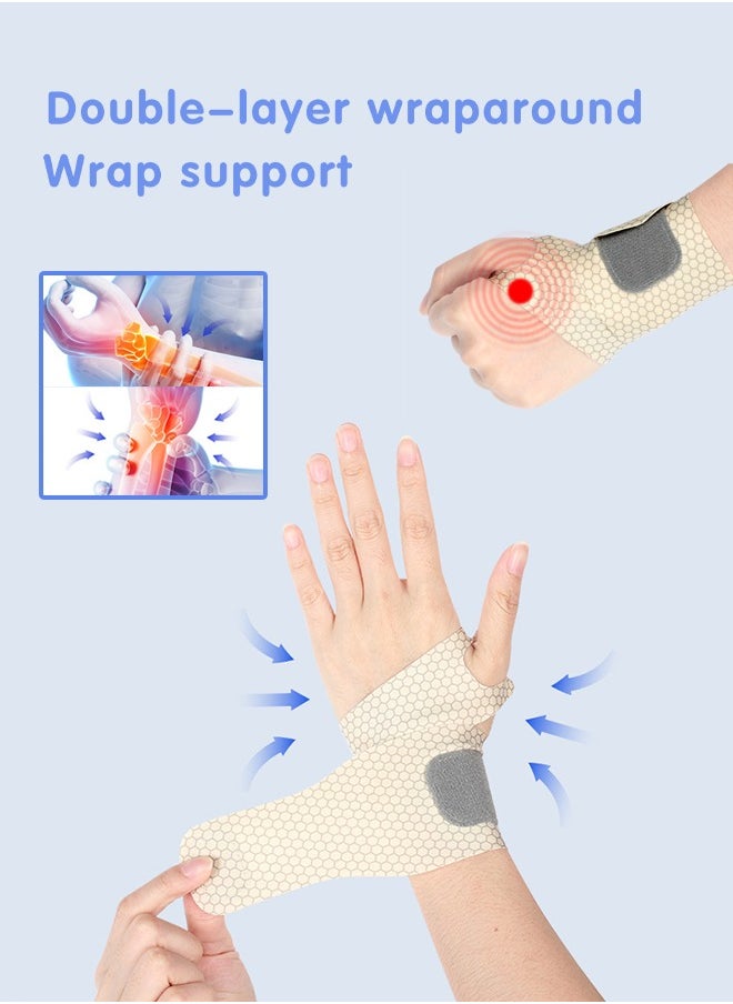 Lemon 2 PCS Ultra Thin Wrist Brace for Carpal Tunnel, Elastic Wrist Wraps for Arthritis and Tendonitis, Wrist Straps Support, Pain Relief, Compression and Support for Fitness Enthusiasts (Skin Tone)  - Image 4