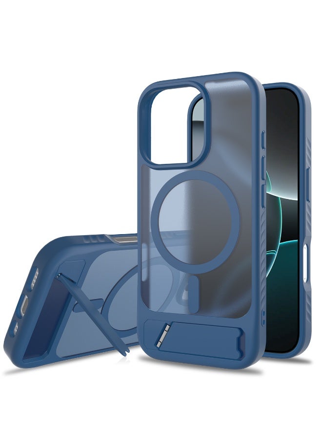 NIBEMINENT Skin Feels Scrub Protection Case With Magsafe For iPhone 16 Plus, Dark Blue