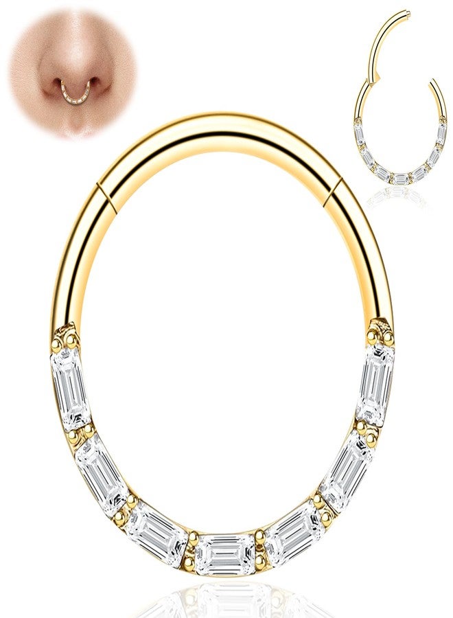 ONESING Gold Septum Rings 16G Surgical Steel Septum Jewelry Hypoallergenic Clicker Helix Daith Tragus Cartilage Hoop Lip Rings Septum Piercing for Women Men 8mm - Image 1