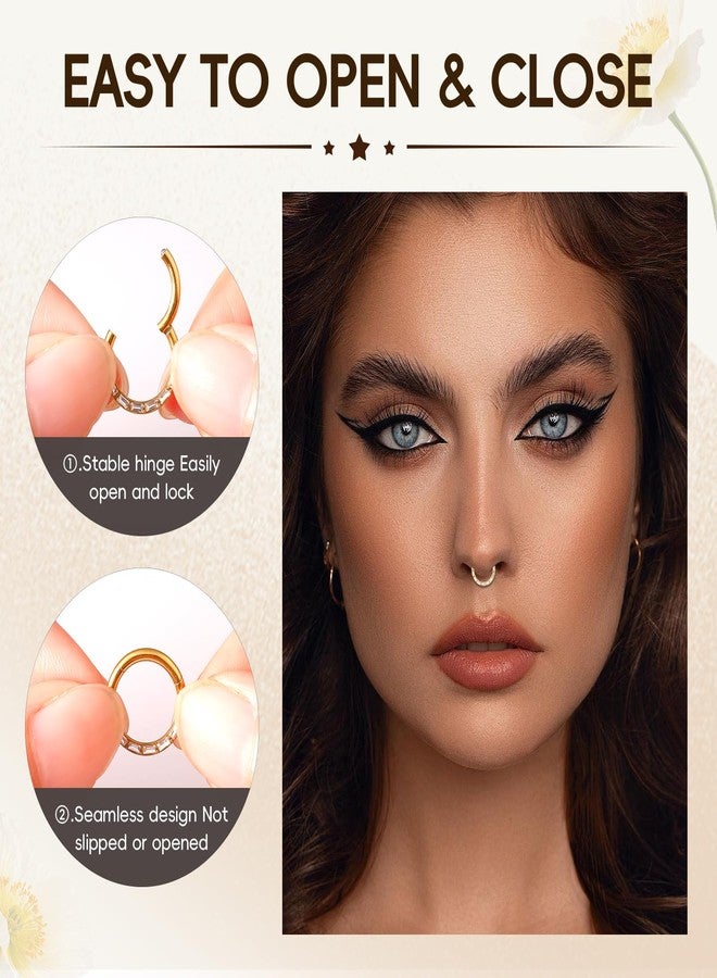 ONESING Gold Septum Rings 16G Surgical Steel Septum Jewelry Hypoallergenic Clicker Helix Daith Tragus Cartilage Hoop Lip Rings Septum Piercing for Women Men 8mm - Image 3