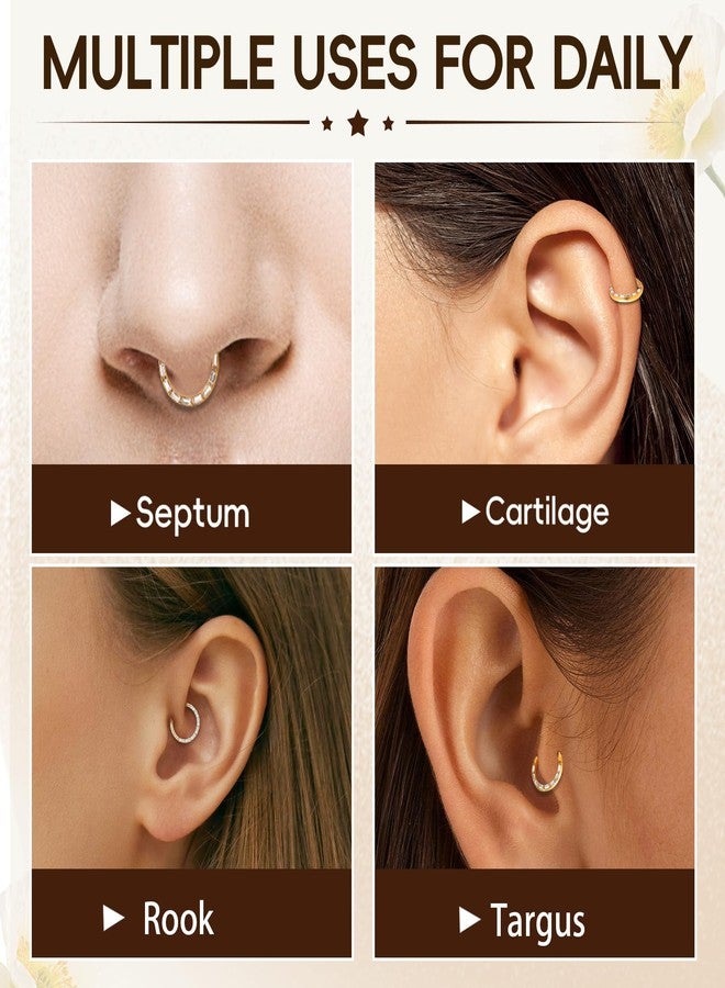 ONESING Gold Septum Rings 16G Surgical Steel Septum Jewelry Hypoallergenic Clicker Helix Daith Tragus Cartilage Hoop Lip Rings Septum Piercing for Women Men 8mm - Image 4