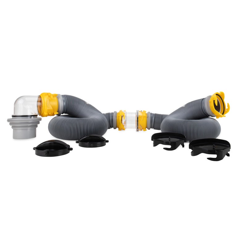 Camco Deluxe Sewer Hose Kit with Swivel Fittings, Clear Elbow Fitting, Hoses, Storage Caps, and Bonus Clear Extender, 20 Feet (39658) - Image 2