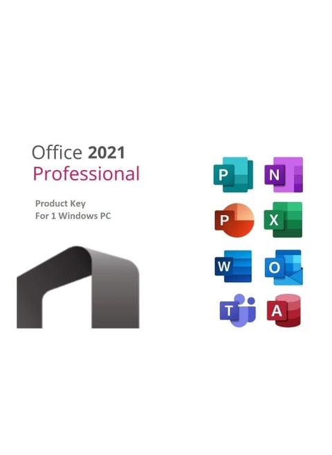 Office 2021 Professional مع اشتراك Teams مدى الحياة لنظام التشغيل Windows