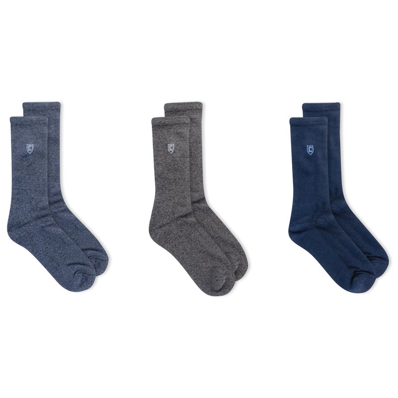 Chaps Men's Cotton Rayon Dress Crew Socks-3 Pair Pack-Assorted Solid Color and True Rib, Denim, Shoe Size: 10-13 - Image 3