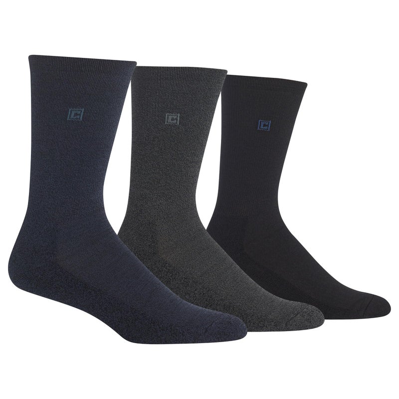 Chaps Men's Cotton Rayon Dress Crew Socks-3 Pair Pack-Assorted Solid Color and True Rib, Denim, Shoe Size: 10-13 - Image 1