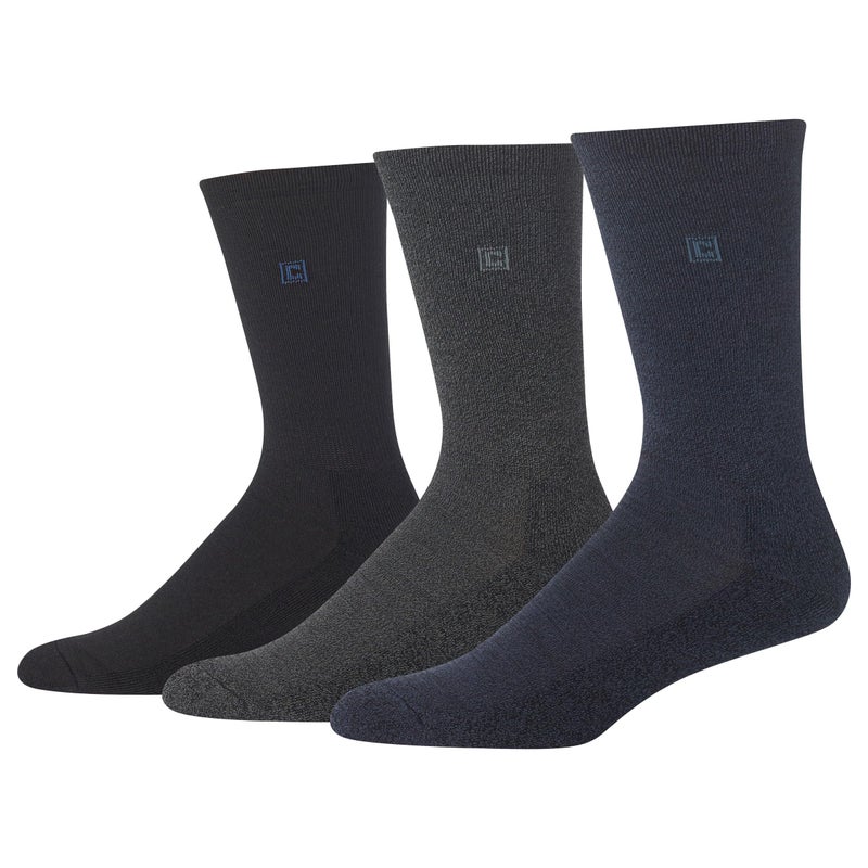 Chaps Men's Cotton Rayon Dress Crew Socks-3 Pair Pack-Assorted Solid Color and True Rib, Denim, Shoe Size: 10-13 - Image 2