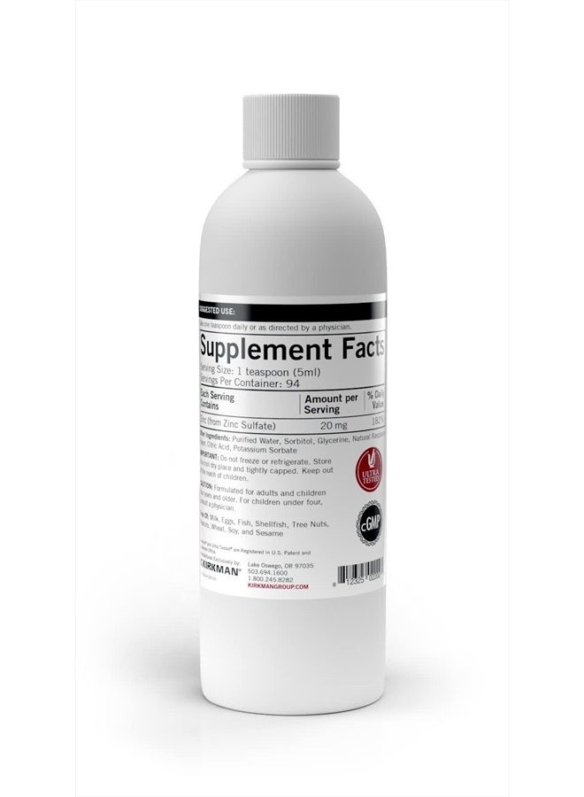 Kirkman – Zinc Liquid - New Formulation –– 16 oz –– Flavored with Natural Raspberry –– Free of Common Allergens - Image 2