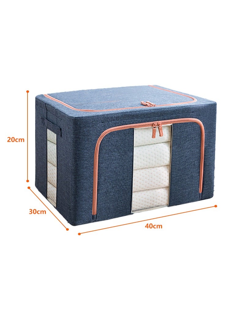 XiuWoo - 2 Pack Foldable Stackable Large Capacity Clothes Storage, Drawer Storage Organizer, Closet Organizer Basket, Cloth Container Bins with Metal Frame, Clear Window - Image 1