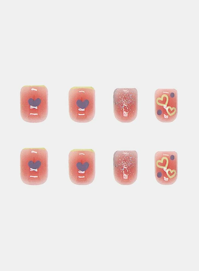 Styli 24 Pcs Heart Pattern Multi Oval Shape Press-On Nails