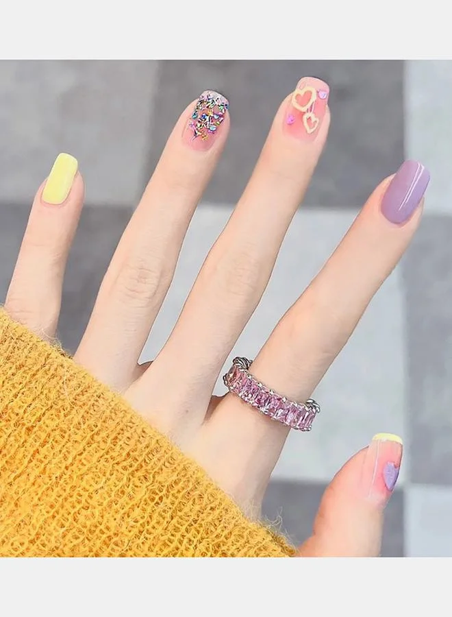 Styli 24 Pcs Heart Pattern Multi Oval Shape Press-On Nails