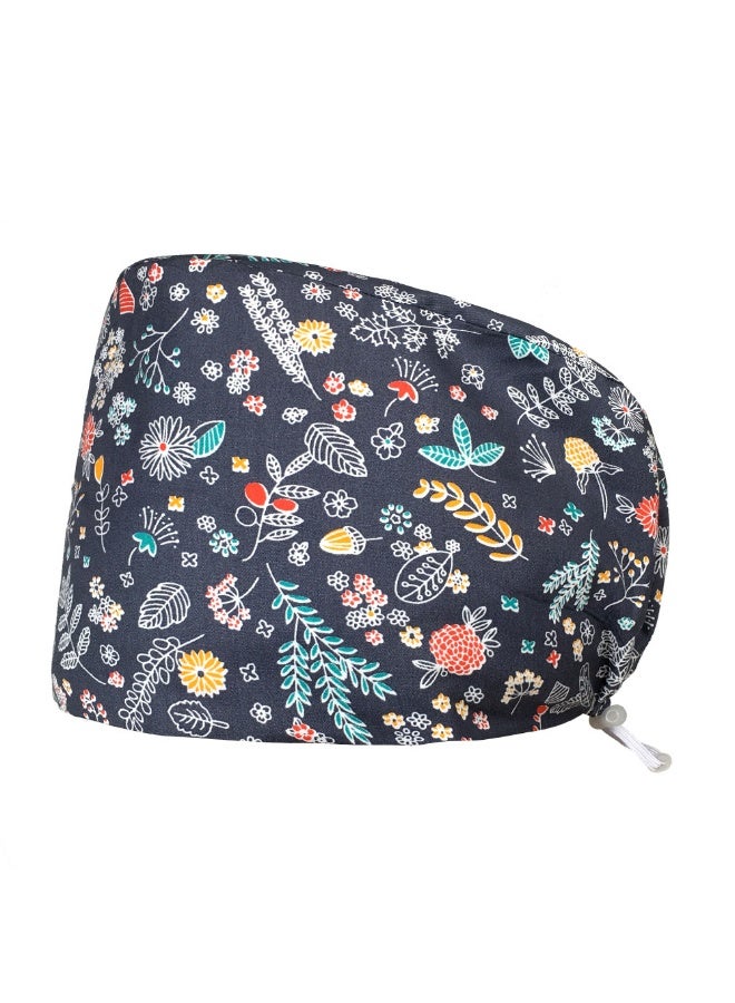 NIBEMINENT Nice-looking Printing Doctor Hat Surgical Cap for Long Hair Classic Nurse Baotou Caps Women Men Sweat-absorbent Towel Scrub Hat