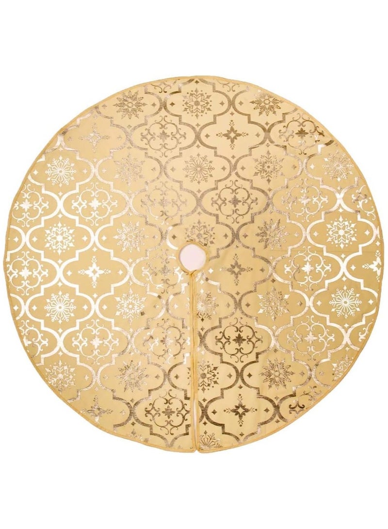 TAPIT 48 Inch Large Christmas Tree Skirt Xmas Soft Cover Mat Decor Snowflake Collar Farmhouse Tree Skirt for Holiday Ornaments Party Home Indoor Decorations Gold - Image 4