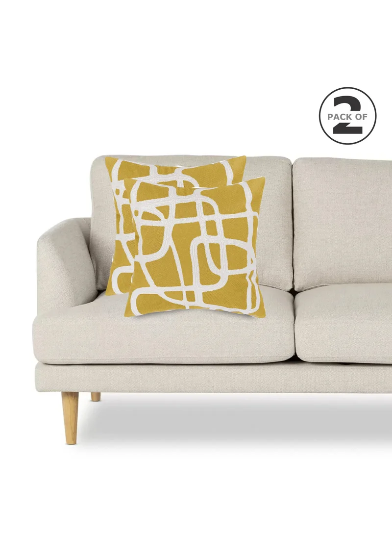 Donetella 2 Piece Embroidered Cushion cover (45x45 cm) without filler Yellow