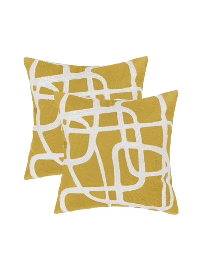 Donetella 2 Piece Embroidered Cushion cover (45x45 cm) without filler Yellow