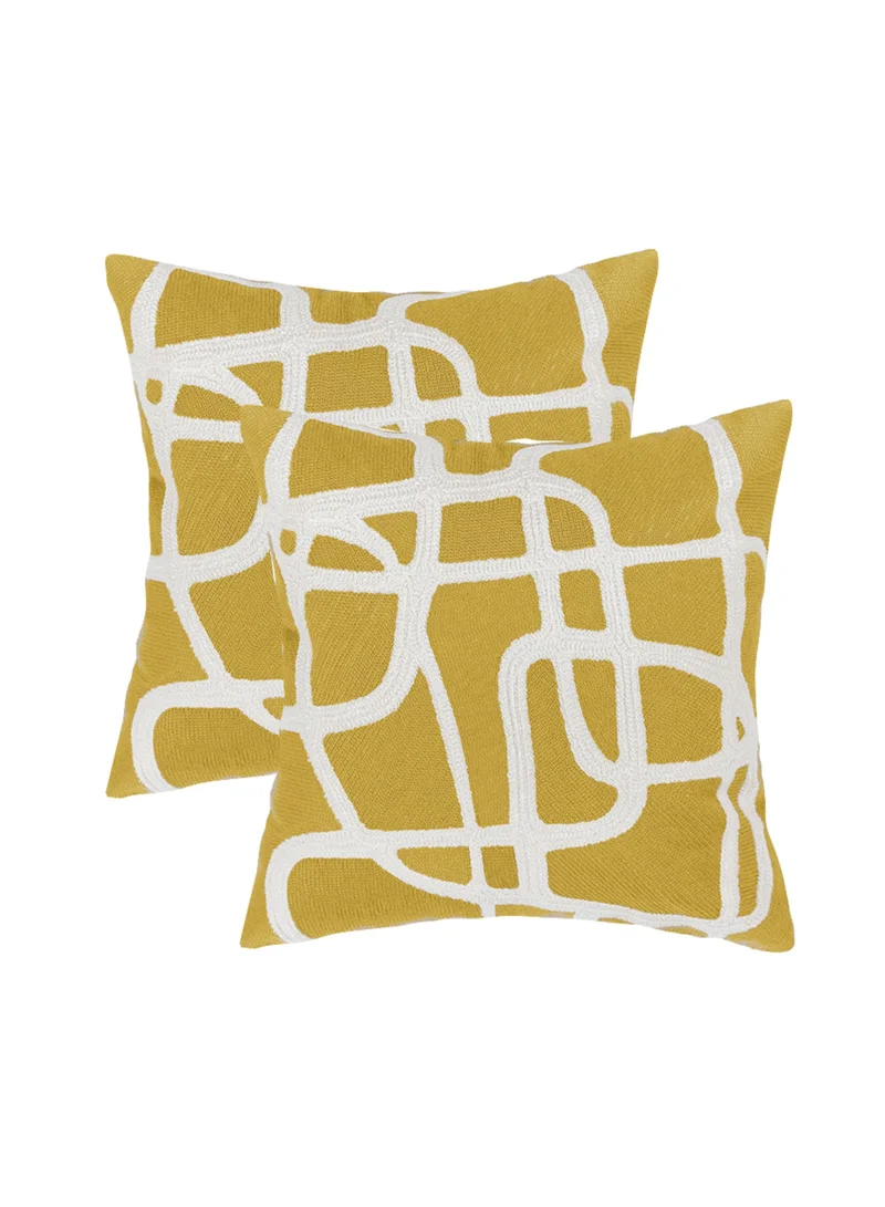 Donetella 2 Piece Embroidered Cushion cover (45x45 cm) without filler Yellow