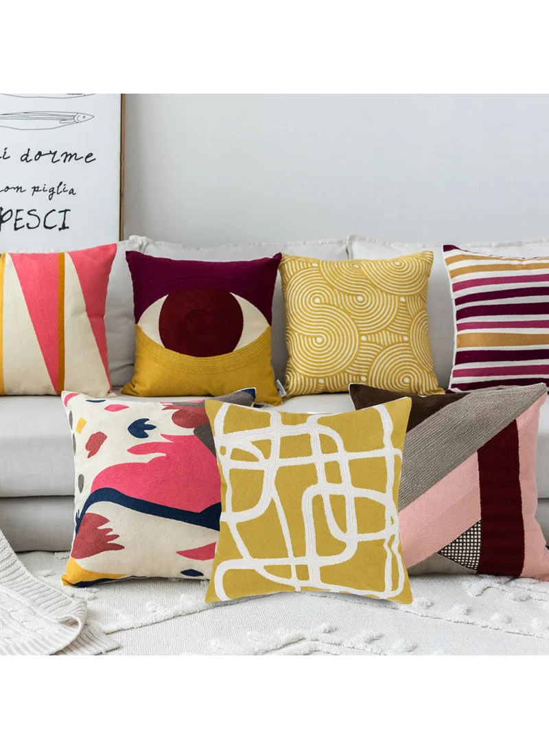 Donetella 2 Piece Embroidered Cushion cover (45x45 cm) without filler Yellow
