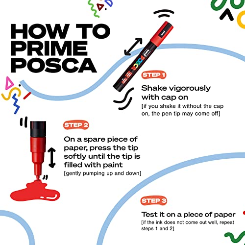 Posca Markers Set, 8 Medium Paint Markers 5M – Mono Tones – White, Ivory, Silver, Grey, Navy Blue, Black - Image 4