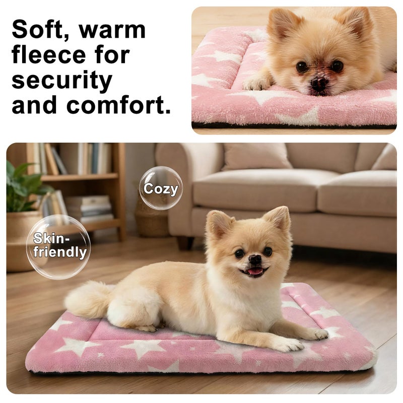 pobopobo Dog Bed Mat â€“ Soft & Comfortable Dog Kennel Pad for Crate â€“ Durable Crate Bed & Mat for Dogs & Cats â€“ Ideal for Crate, Kennel, and Home Use (Big&Little Stars Pink, S(24"*18"*1.5")) - Image 4
