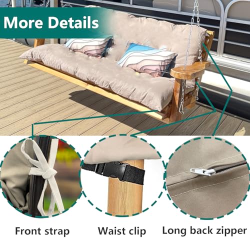 Oslimea Swing Cushion Cover Replacement 47 x 40 Outdoor Porch Swing Cushions 2-3 Seater Replacement Cover with Ties and Buckle Waterproof for Outdoor Patio Porch Swing Cushions, Blue - Image 3