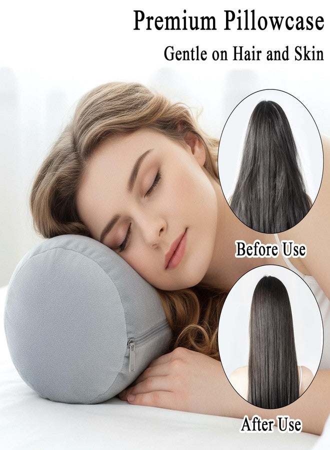 Telooco 2 Pack Round Neck Roll Pillow Cover, 16 x 6 Inch Soft Bolster Pillow Covers with Zipper, Breathable Velvet Cylinder Pillow Case for Cylindrical Cushion, Pillow Case Only (Gray) - Image 3