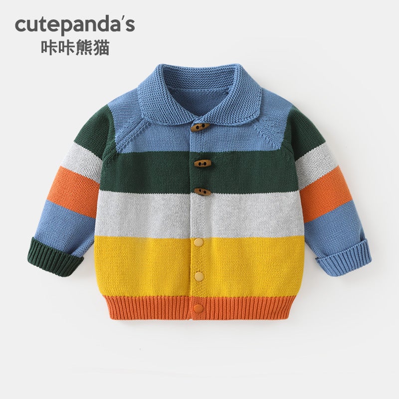 Kaka Panda Baby Clothes Polo Cardigan Jacket Spring Clothing Spring & Fall Boys And Girls Baby Kidsren'S Clothing Kidsren'S Tops - Image 1