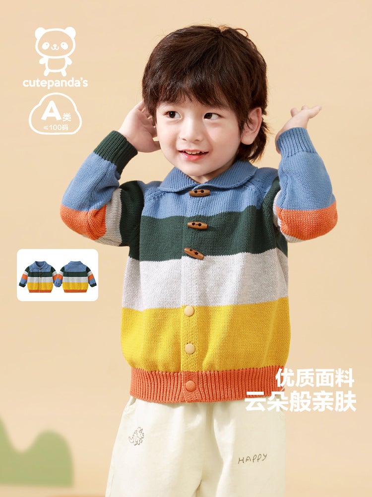 Kaka Panda Baby Clothes Polo Cardigan Jacket Spring Clothing Spring & Fall Boys And Girls Baby Kidsren'S Clothing Kidsren'S Tops - Image 3
