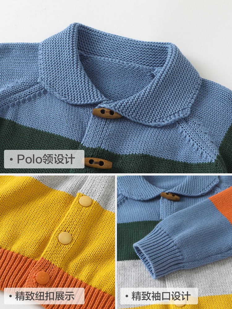Kaka Panda Baby Clothes Polo Cardigan Jacket Spring Clothing Spring & Fall Boys And Girls Baby Kidsren'S Clothing Kidsren'S Tops - Image 4