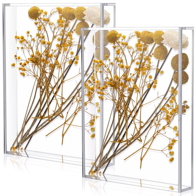 Barydat 2 Pcs 8'' x 10'' Acrylic Shadow Boxes Display Cases, Shadow Box DIY Frame Clear Acrylic Display Cases Wedding Memory Dried Flower Container Picture Photo Frame for Valentine Day Wedding - Image 1