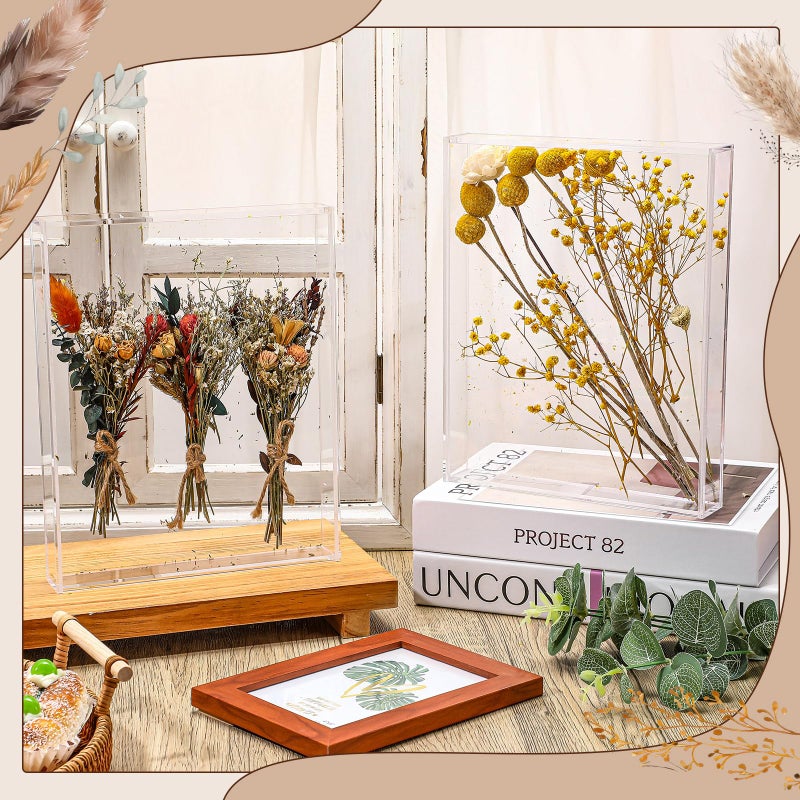 Barydat 2 Pcs 8'' x 10'' Acrylic Shadow Boxes Display Cases, Shadow Box DIY Frame Clear Acrylic Display Cases Wedding Memory Dried Flower Container Picture Photo Frame for Valentine Day Wedding - Image 5