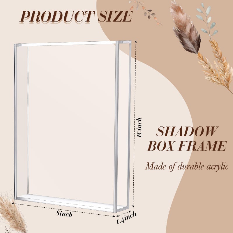 Barydat 2 Pcs 8'' x 10'' Acrylic Shadow Boxes Display Cases, Shadow Box DIY Frame Clear Acrylic Display Cases Wedding Memory Dried Flower Container Picture Photo Frame for Valentine Day Wedding - Image 2